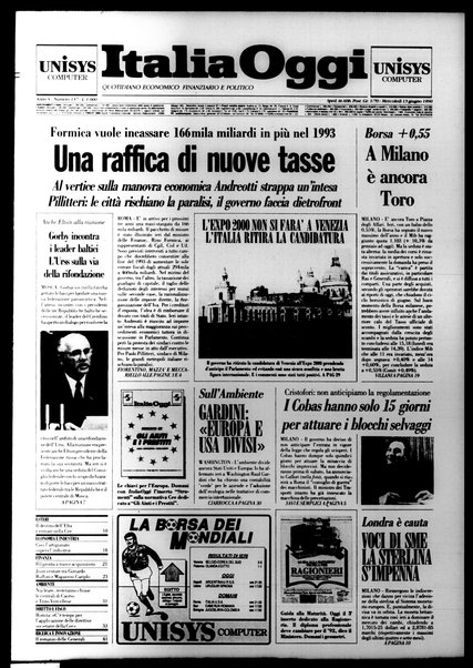 Italia oggi : quotidiano di economia finanza e politica